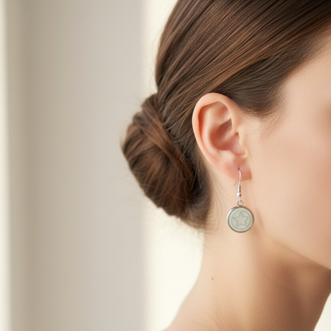 Witte ster oorbellen profiel