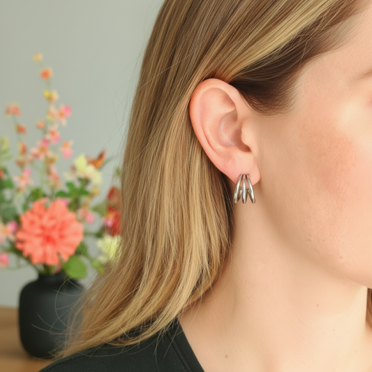 Zilveren 3-in-1 ringetjes schone achtergrond