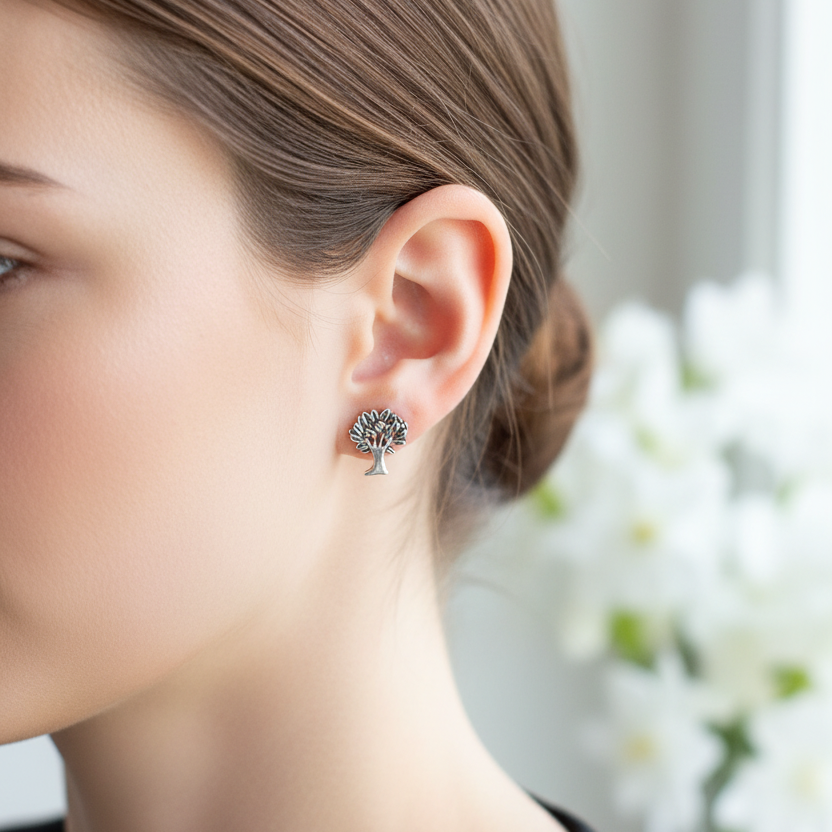 Zilveren boom des levens studs - model