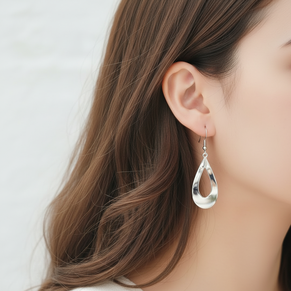 Zilveren druppel oorbellen clean
