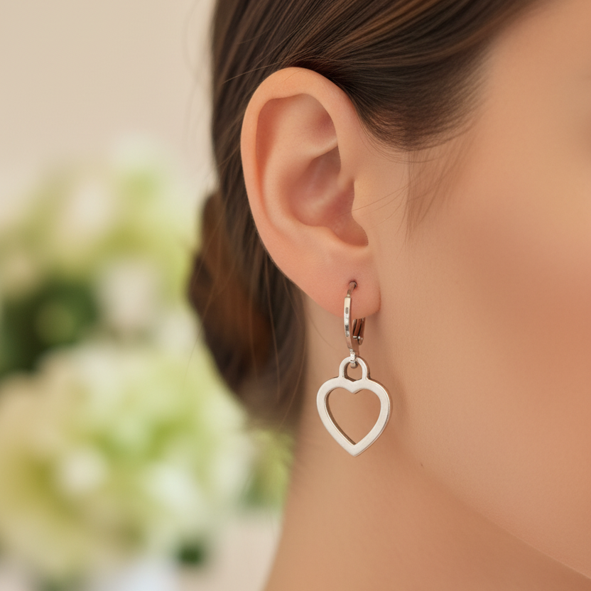 Zilveren hartjes oorbellen