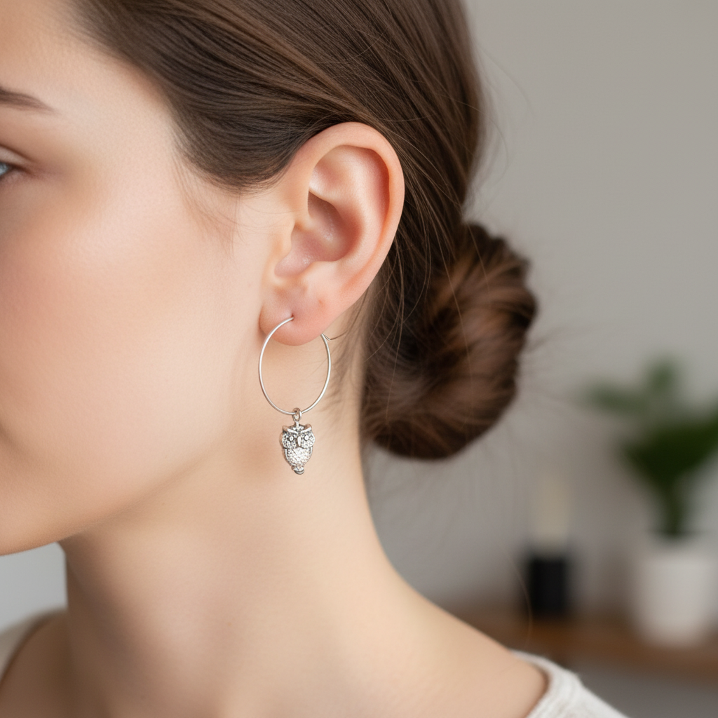 Zilveren ringetje groter met kleine uil