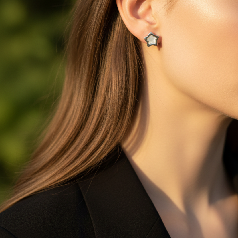 Zilveren ster oorstekers