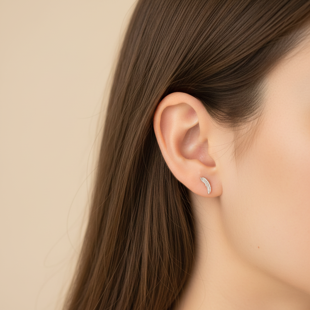 Zilveren veertje stekertje 