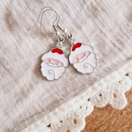 Kerst oorbellen zilver kerstman