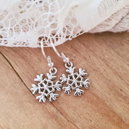 Kerst oorbellen sneeuwvlok zilver