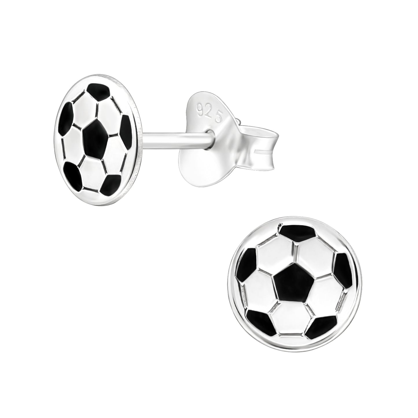 Zilveren kinderoorbellen met voetbaldesign, 925 sterling zilver nikkelvrij
