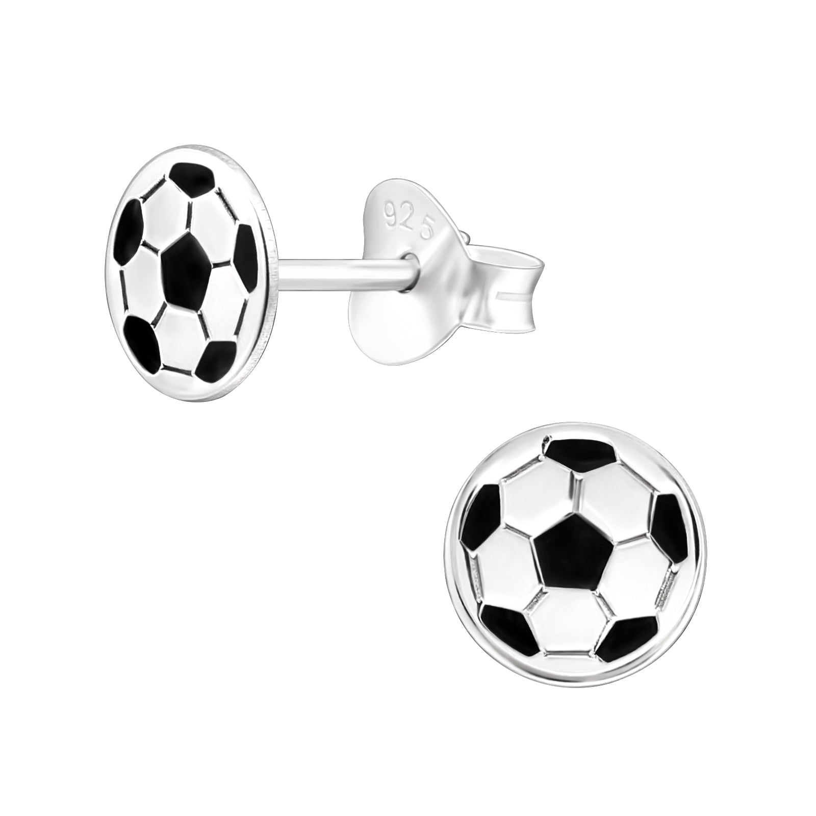 Zilveren kinderoorbellen met voetbaldesign, 925 sterling zilver nikkelvrij