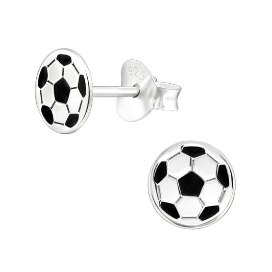 Zilveren kinderoorbellen met voetbaldesign, 925 sterling zilver nikkelvrij